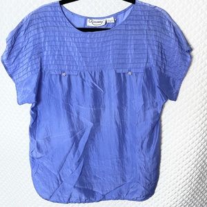 Vintage late 70’s/early ‘80’s 100% silk short-sleeve blouse. Pretty lilac color